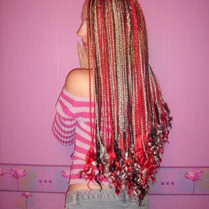 классические афрокосички с завитыми концами